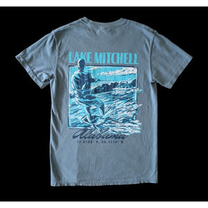 Lake Mitchell Alabama Comfort Colors Washed Blue T Shirt Adult Small Cotton